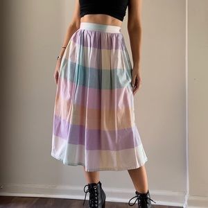 Pastel Color Block Maxi Skirt High Waisted